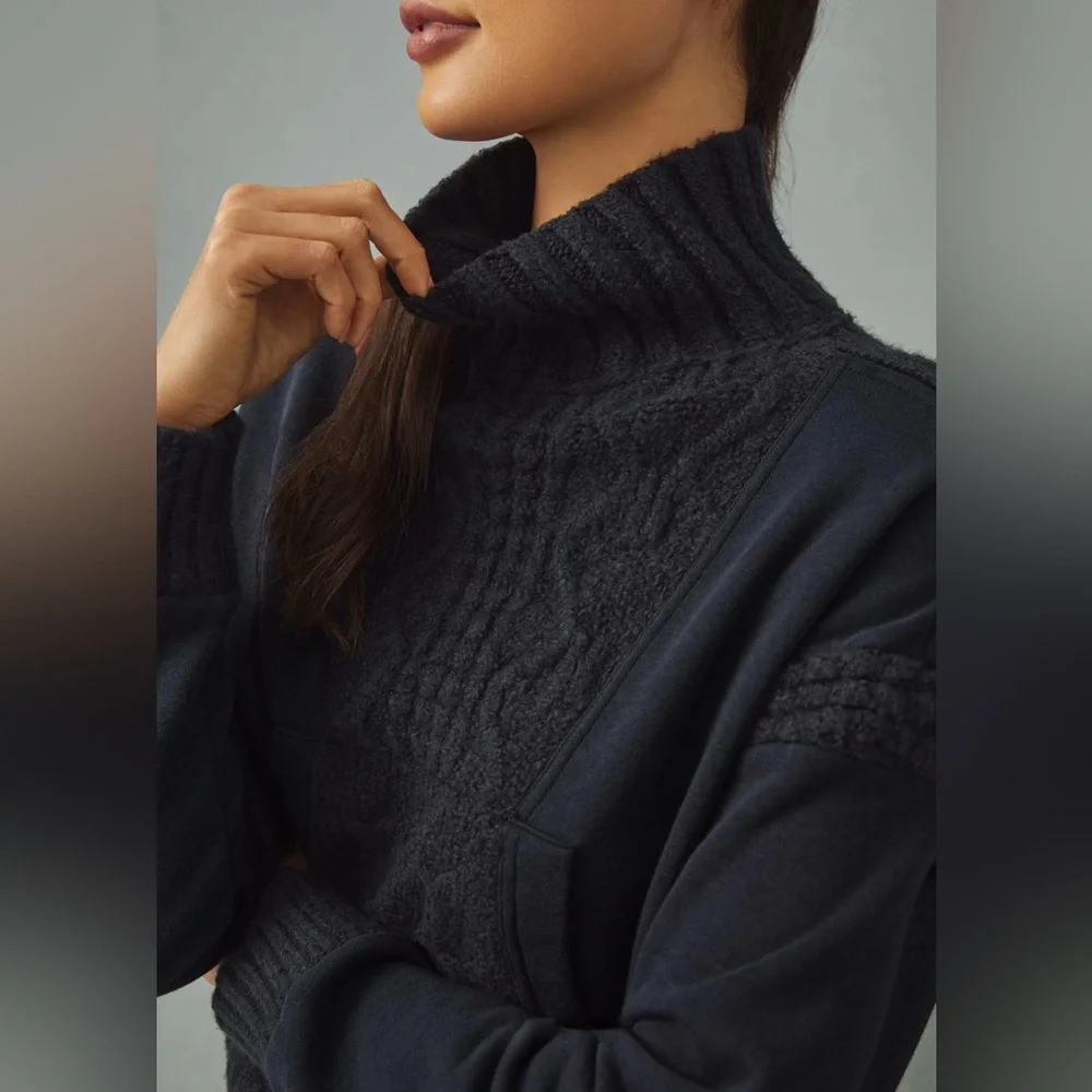 Anthropologie Daily Practice Black Cable-Knit Sweater XL NWT - Picture 4 of 11